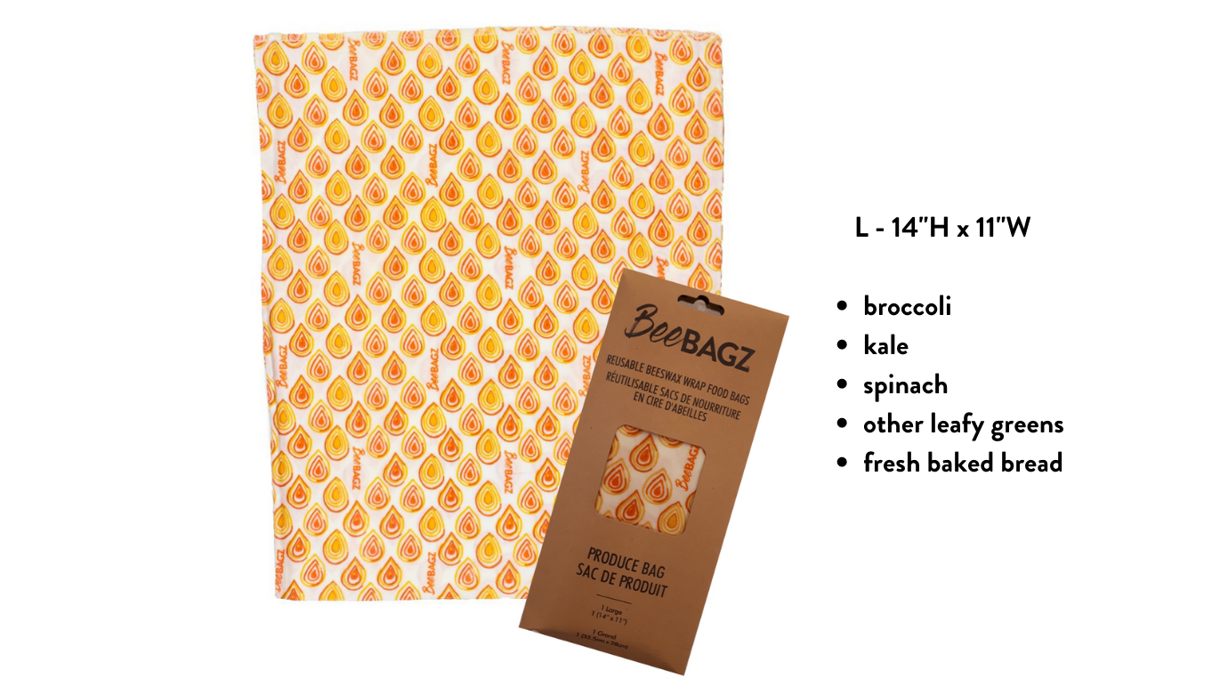 Beeswax wrap and reusable food storage bags by BeeBAGZ are a plastic free alternative to plastic wraps & ziplocked bags for your food storage needs. These beeswax wraps and beeswax wrap bags are a great eco friendly gift and can be used as food wraps, produce bags, snack bags, lunch bags or sandwich bags. Shop today!