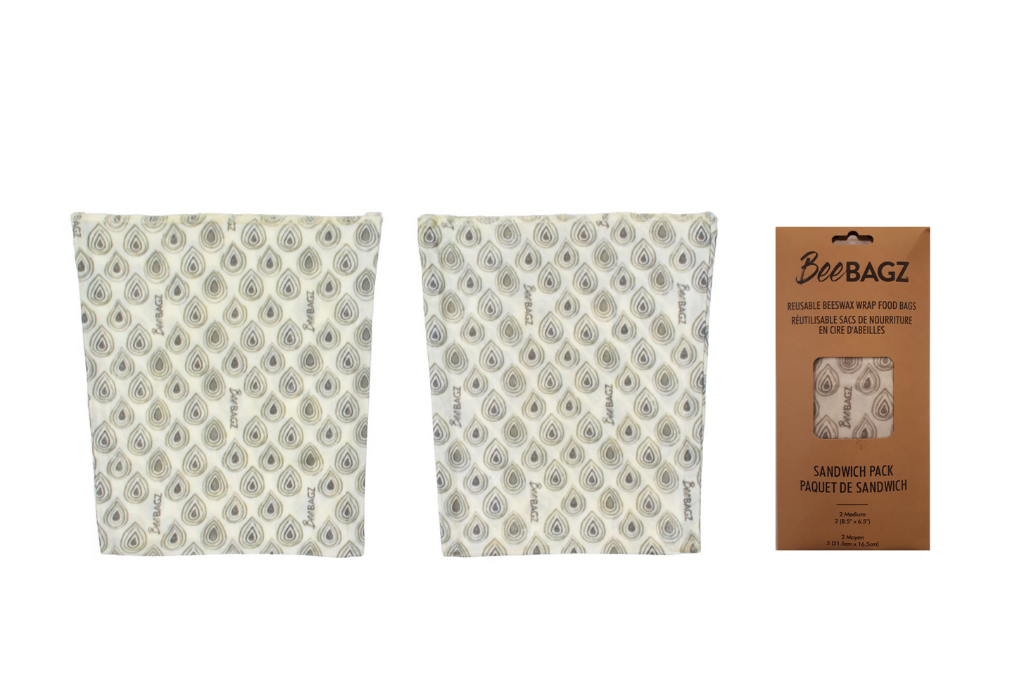 Sandwich Pack of 2 - Reusable Beeswax Wrap Food Storage Bags