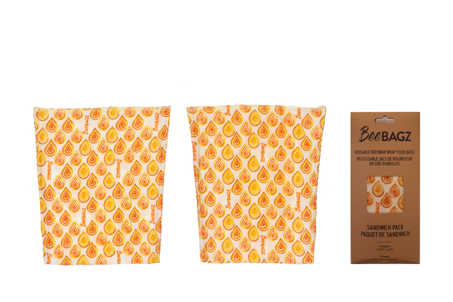 Lunch Pack of 3 - Reusable Beeswax Wrap Food Storage Bags