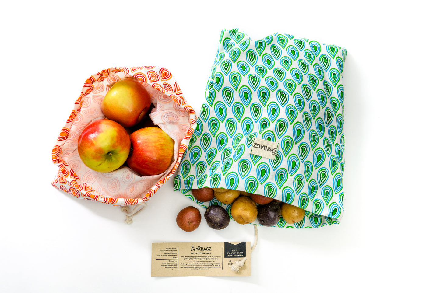 BulkBAGZ™ Pack of 3 - Large Cotton Reusable Produce Bags
