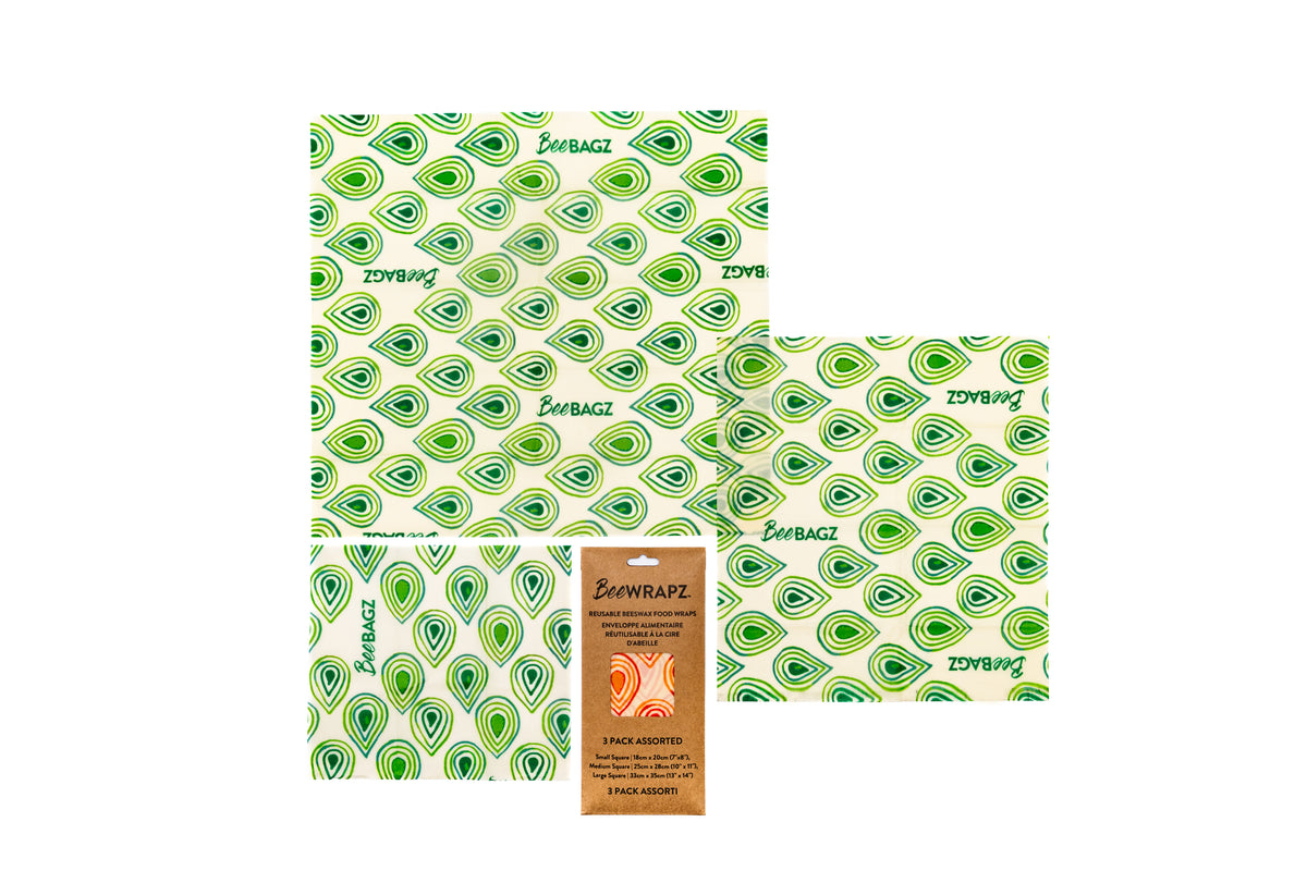 BeeWRAPZ™ Pack of 3 | Reusable Beeswax Food Storage Wraps