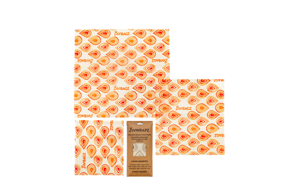 BeeWRAPZ™ Pack of 3 | Reusable Beeswax Food Storage Wraps
