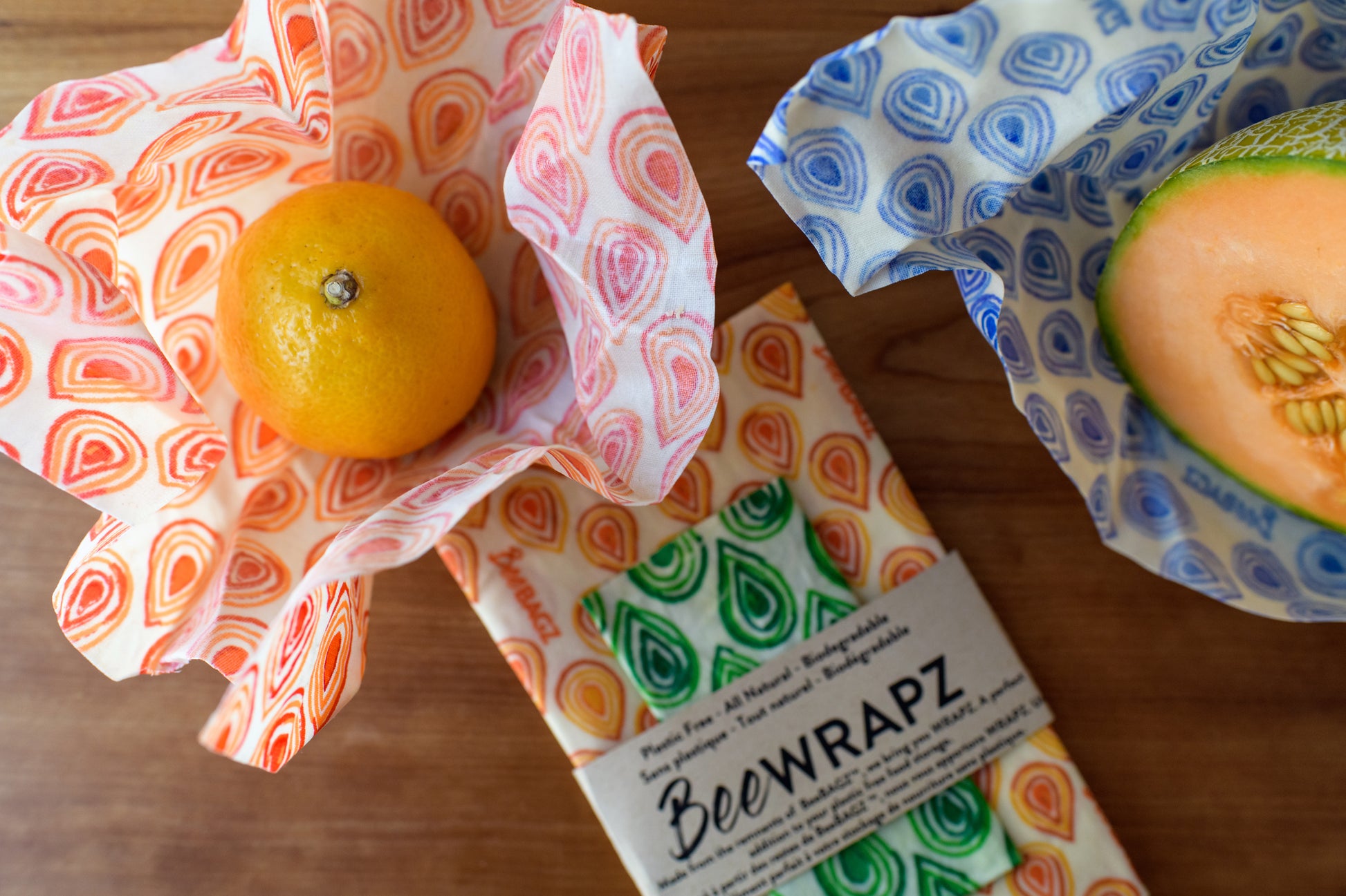Beeswax wrap that solves your food storage needs. BeeWRAPZ™ are reusable food wraps that tightly cover the tops of cans, bowls, glasses or wrap your cut fruits and veggies keeping them fresher, longer. Another great addition to your plastic free food storage lineup.