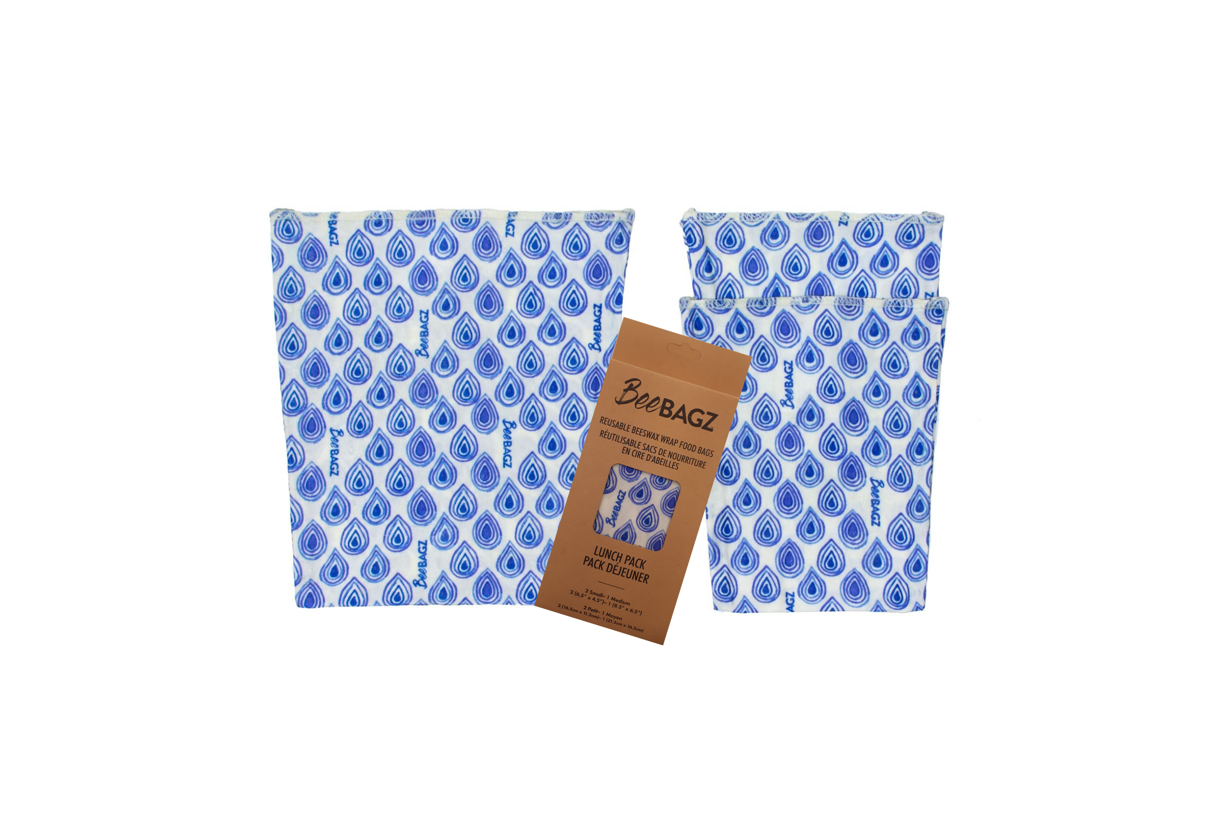 Lunch Pack of 3 - Reusable Beeswax Wrap Food Storage Bags